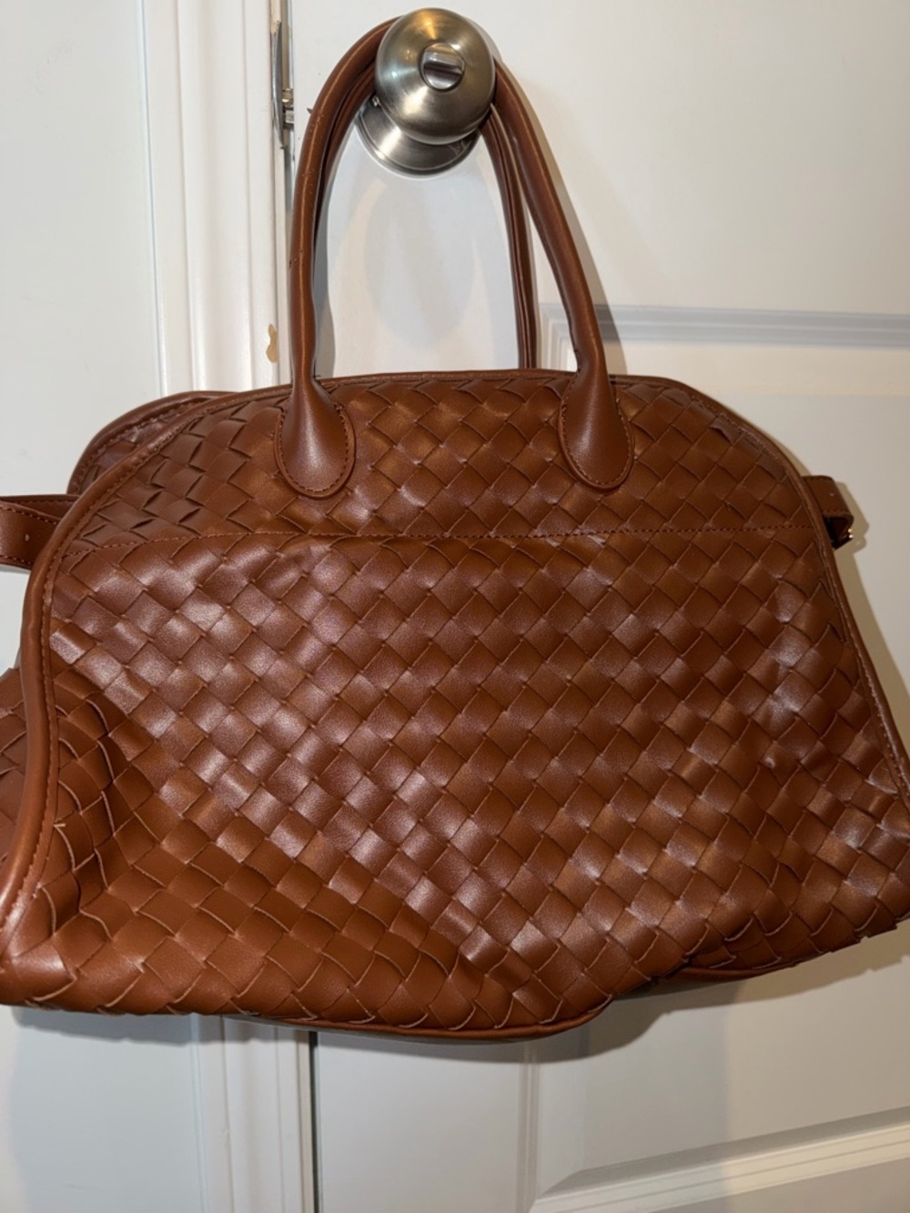 Urban Expressions Woven Tote in Cognac Brown